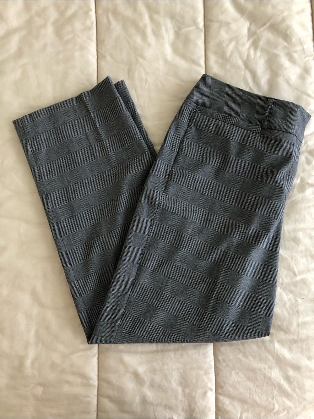 Larry Levine Glen Plaid Stretch Trousers Black & White Size 14P
